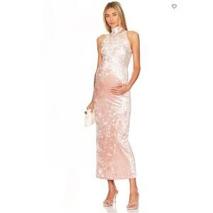 Bumpsuit Dress Large The Serena Rose Velvet Mock Neck Sleeveless Maxi Maternity